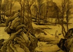 明 唐寅 步溪图 绢本